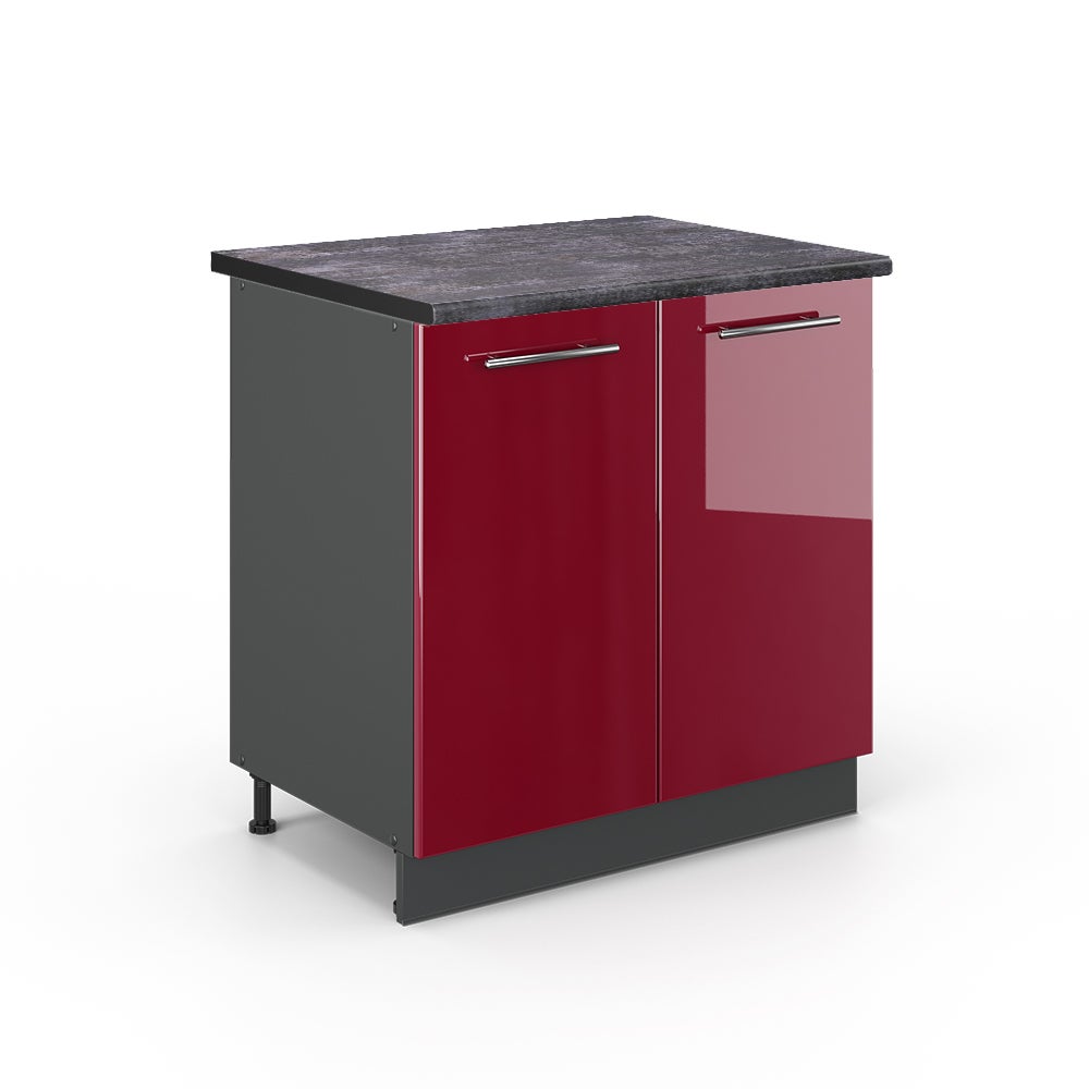 Vicco Szafka pod zlew Fame-Line, Bordowa Czerwień wysoki połysk, 80 cm z półką, BP Antracyt