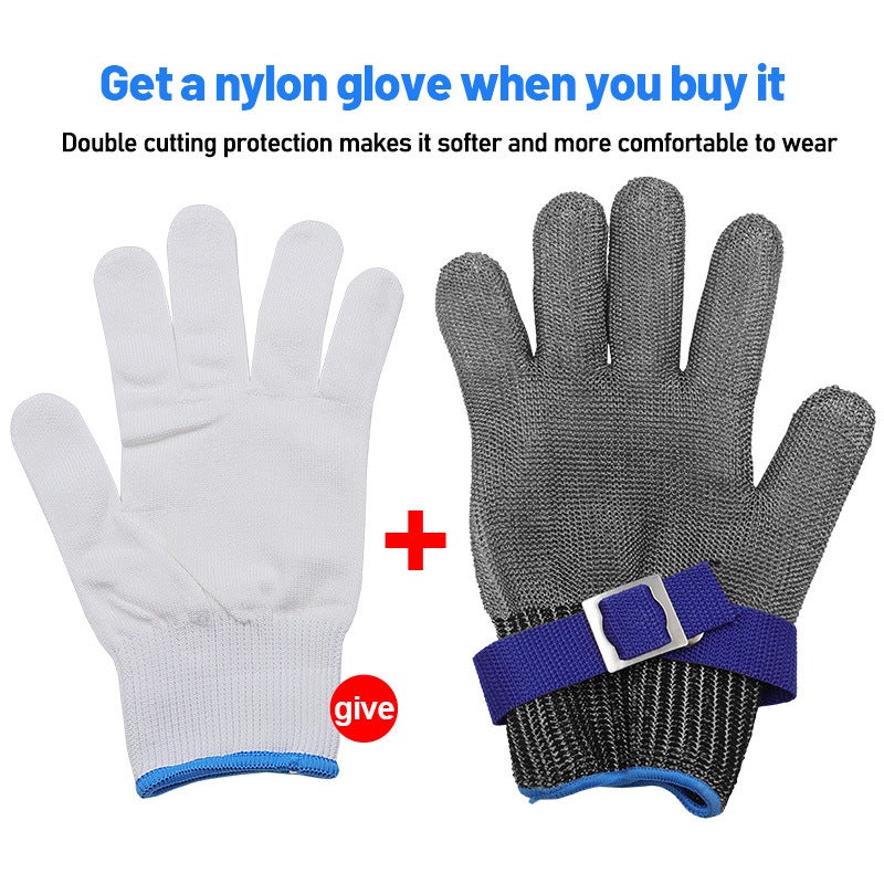Gants résistants aux coupures, gants de sécurité en acier inoxydable, protection de niveau 5 (XL*1） - 2