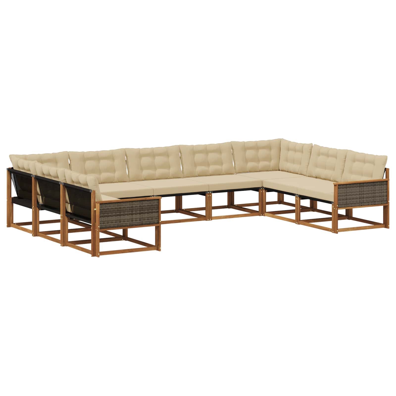 Ensemble de canapés d'extérieur, 9 pièces, naturel et beige, pour la terrasse - 2