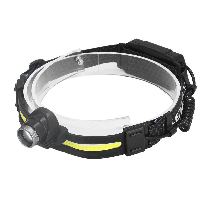 Lanternă frontală COB multifuncțională cu zoom și senzor de unde pentru aventuri în aer liber