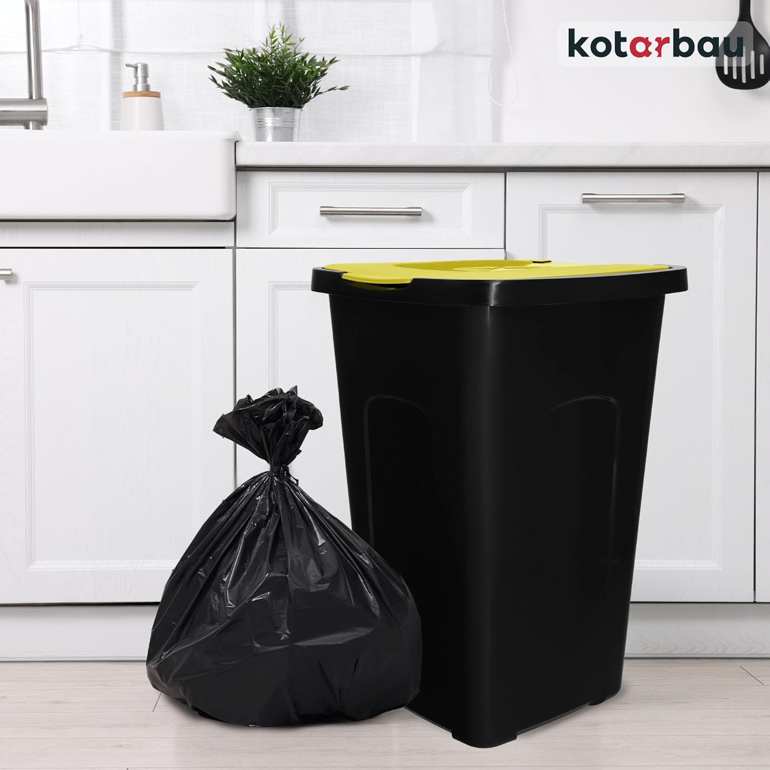 Kosz pojemnik na śmieci do segregacji odpadów 50 l kubeł śmietnik z pokrywą - KOTARBAU - 6