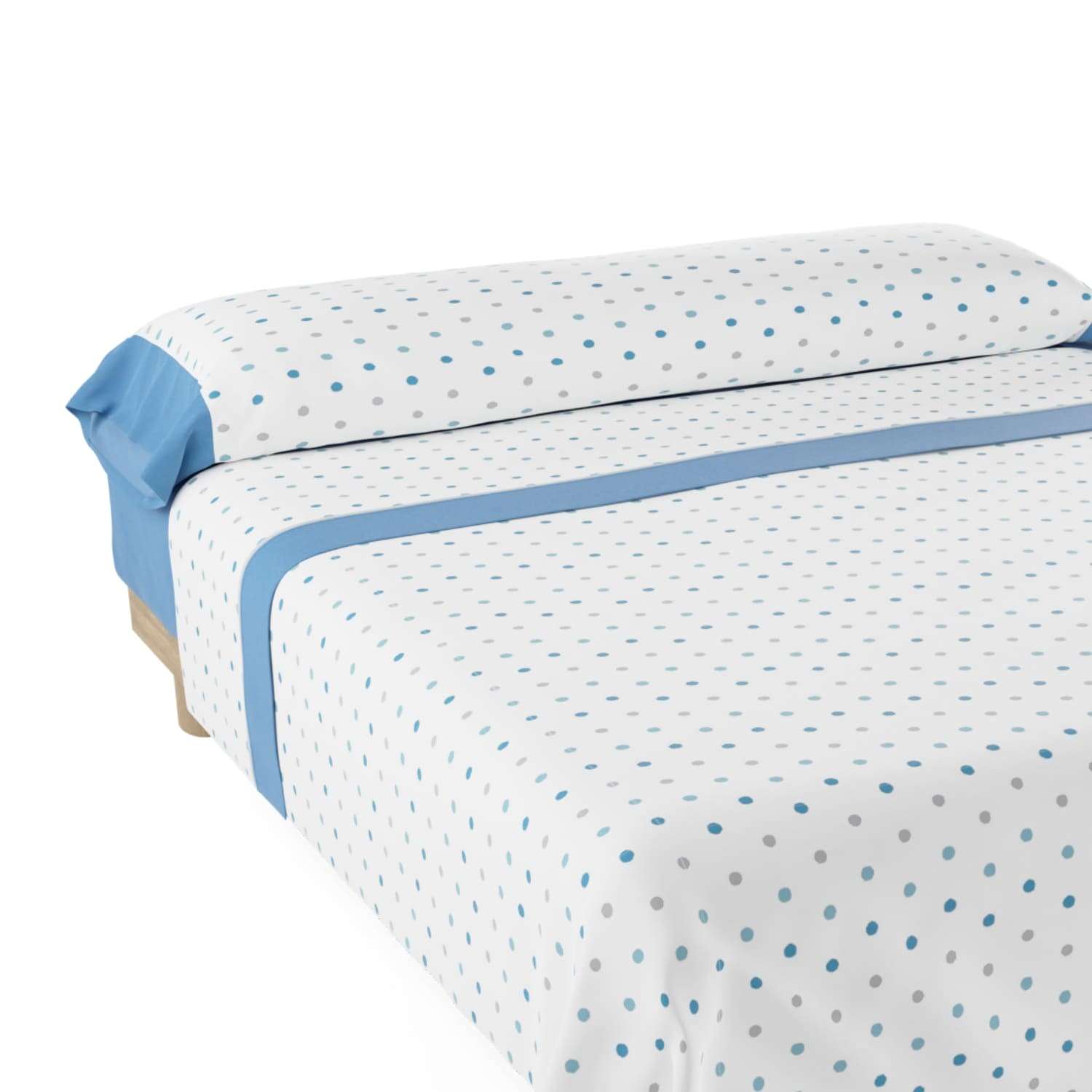 Nalui juego de sábanas cama 180 maia azul tejido polycotton, lavable a 30º y fácil planchado