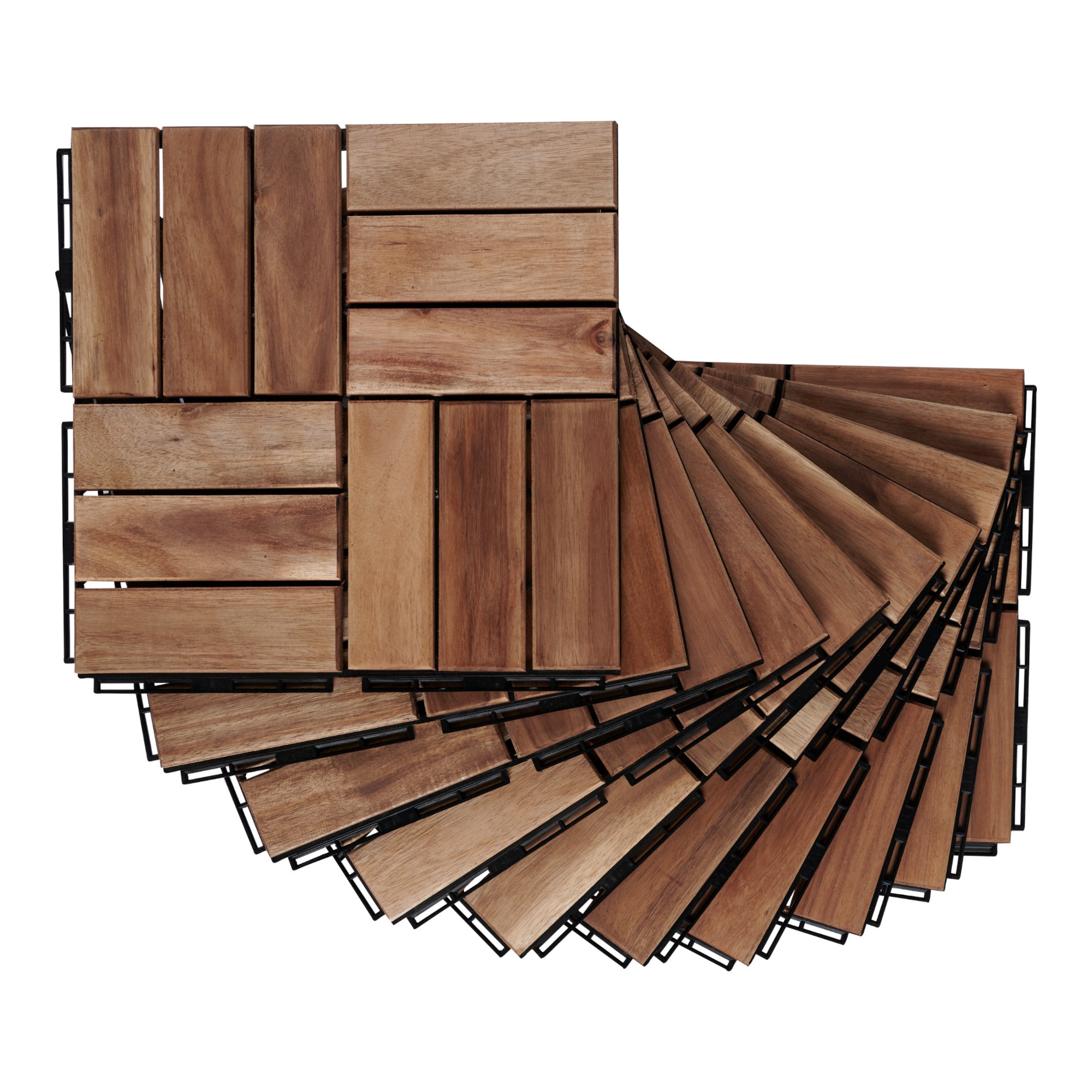 Set de 10 dalles en bois Alliste bois d'acacia 12 lattes 0,9 m² naturel casa.pro - 3