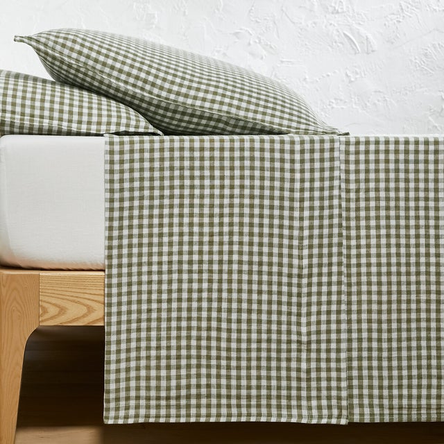Drap plat en lin lavé, Acélie Kaki - Kaki - 270 x 290 cm
