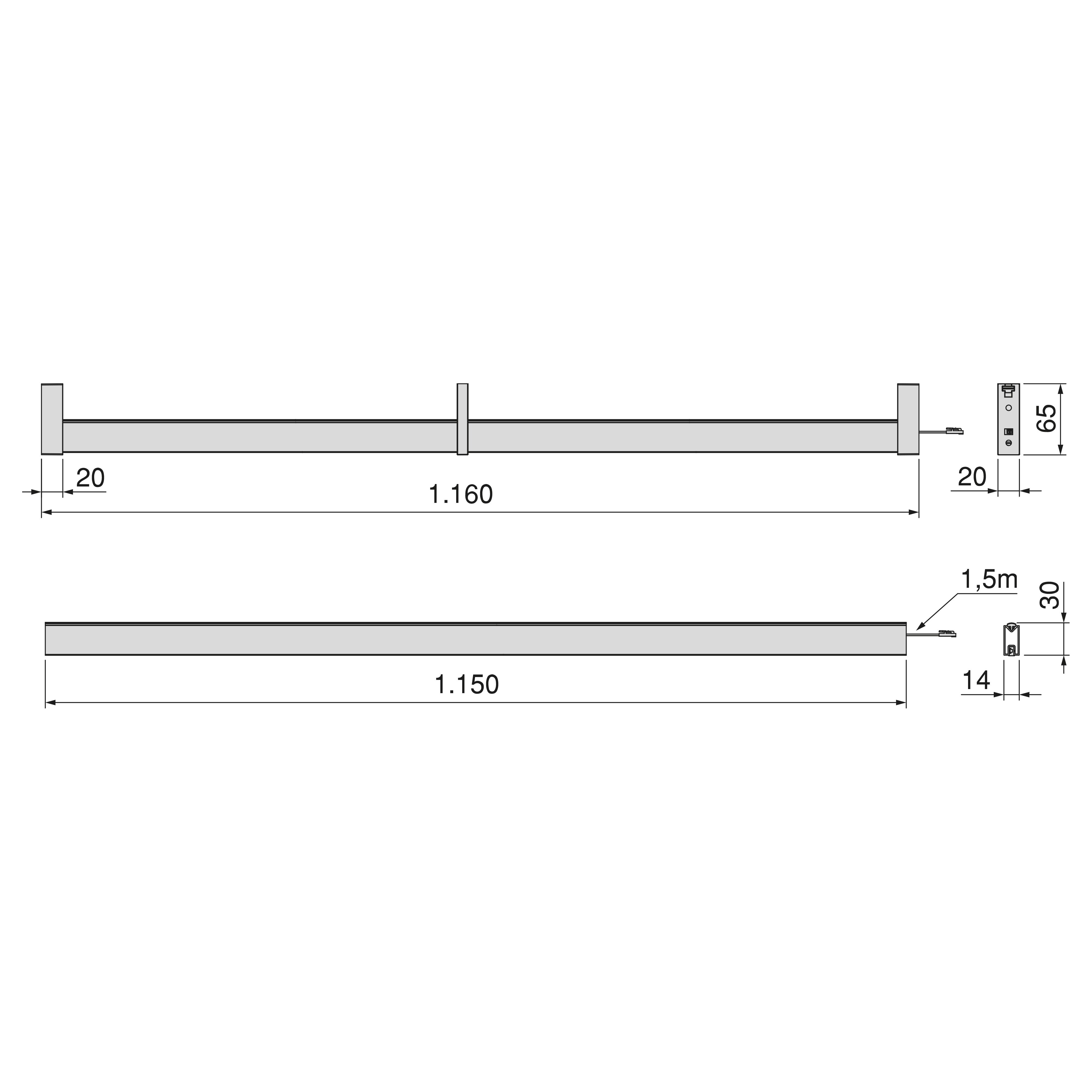 Emuca Zestaw do szafek Luxe, taśma LED 4,5x8 Neonlynx V, czujnik ruchu RF Smart i konwerter Smart (24V DC), długość 1.150mm, Światło białe ciepłe - 4