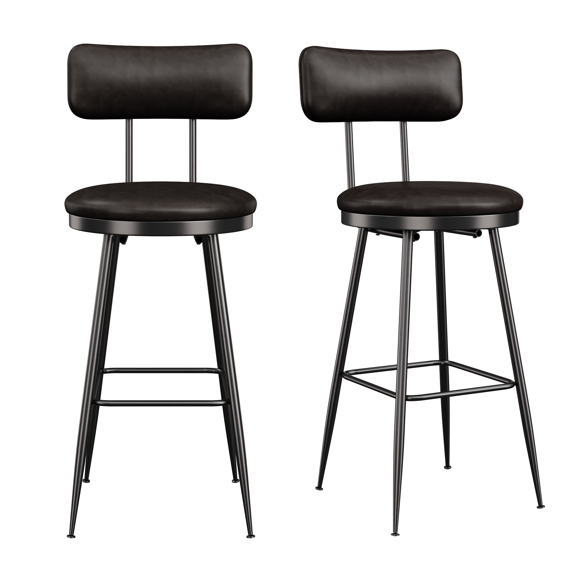 Tabouret de Bar,Lot de 2,Siège Rembourré,PU avec Coutures,Adapté pour Cuisine,Salle à Manger et Bar,Hauteur d'assise 65 cm,Noir - 9