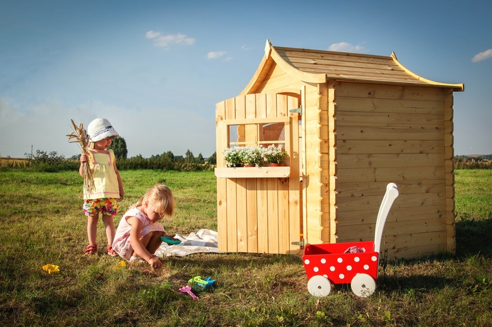 Casetta legno per bambini CON PAVIMENTI - L112xL146xA152cm/ 1,1m2 - Timbela M550 - 4