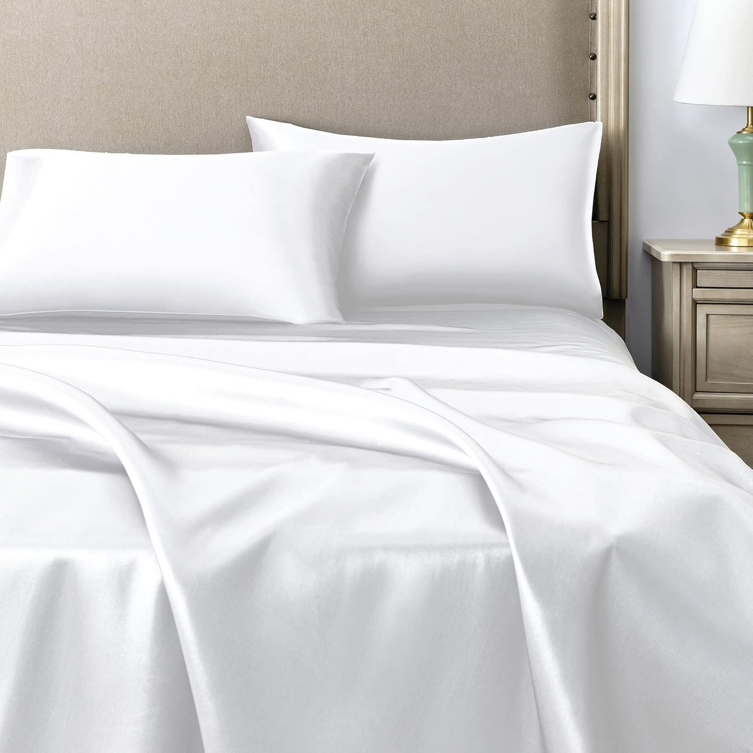 Taies d'oreiller en satin, 40 x 60 cm, douces et agréables pour la peau, blanches, lot de 2 - 3