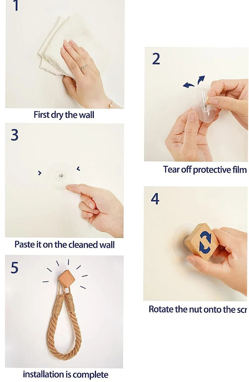 Suporte de papel higiénico de parede, suporte de papel de rolo de casa de banho tecido com corda, poupança de espaço, fácil instalação - 5