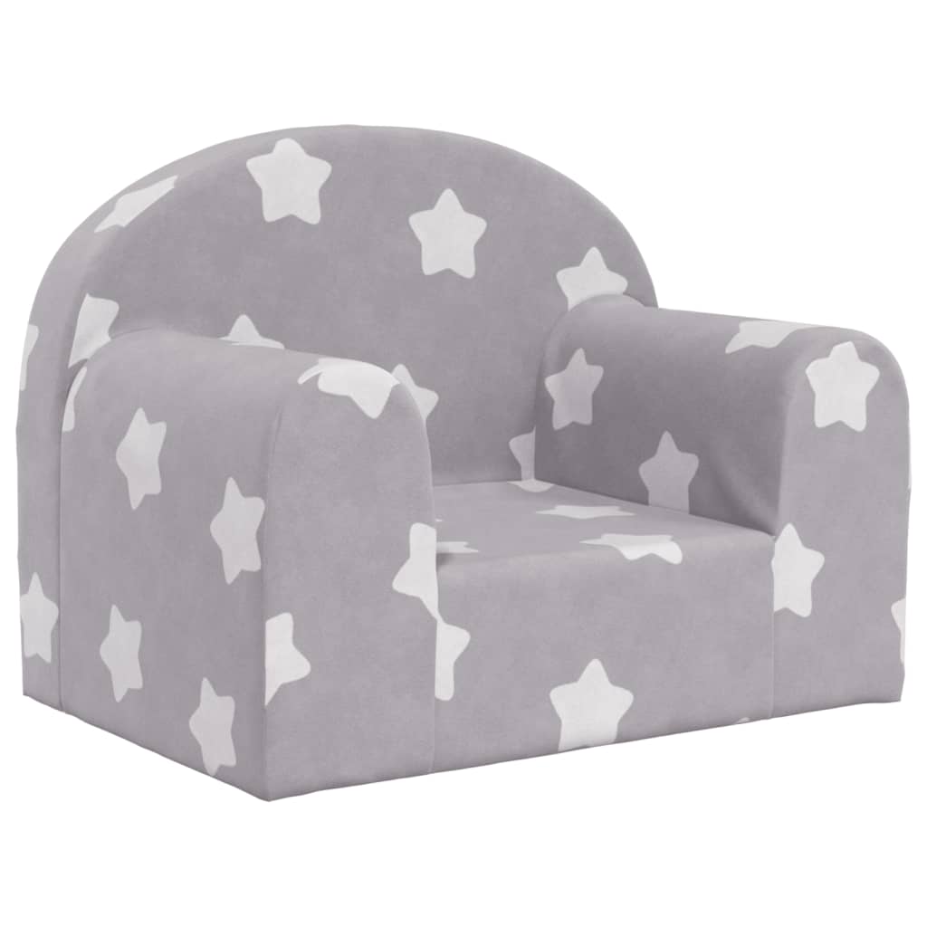 Sofá para niños   sofá de salón   sofá de descanso felpa suave gris claro con estrellas cfw29544