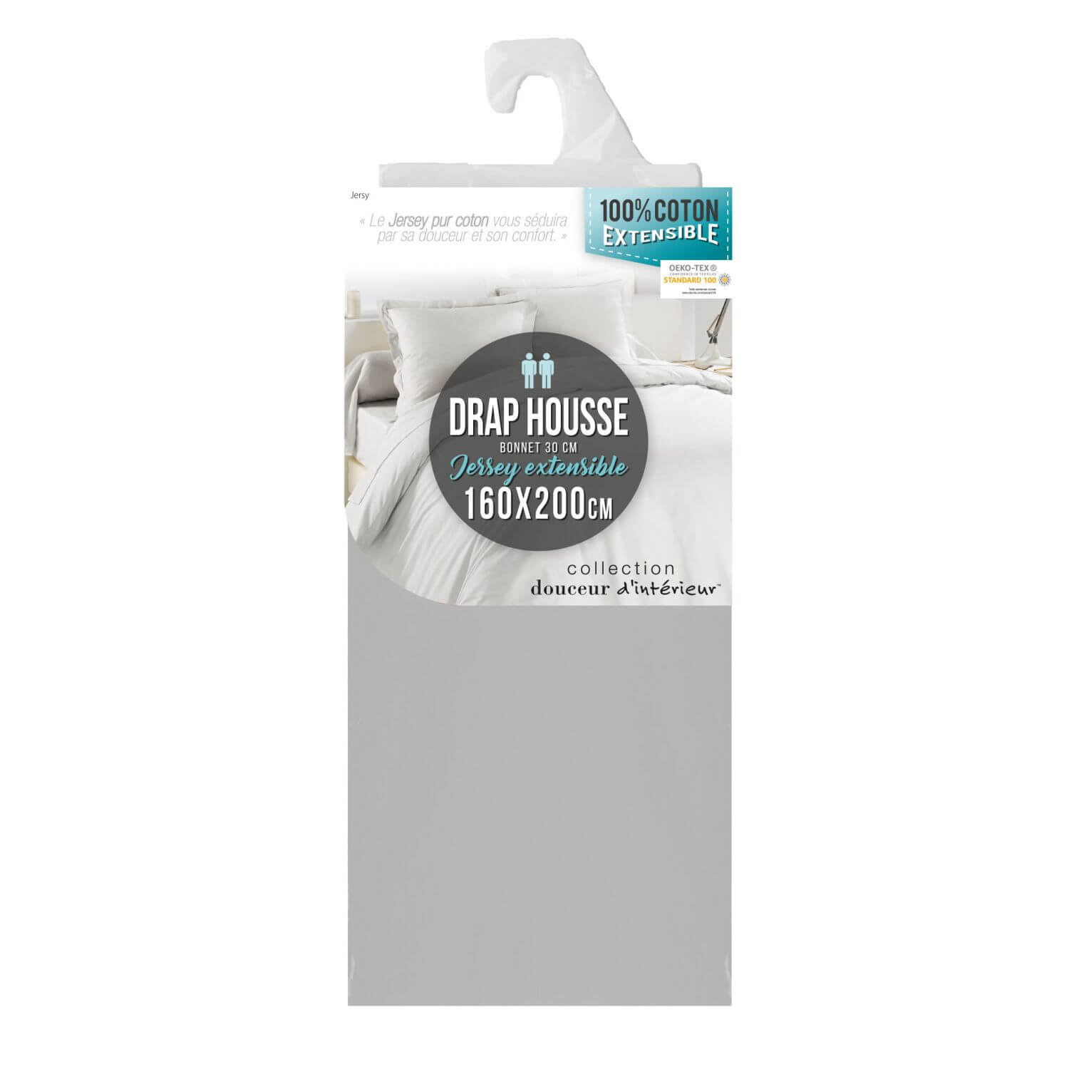 Drap housse - 160 x 200 cm - Grand bonnet - Jersey - Uni - 3