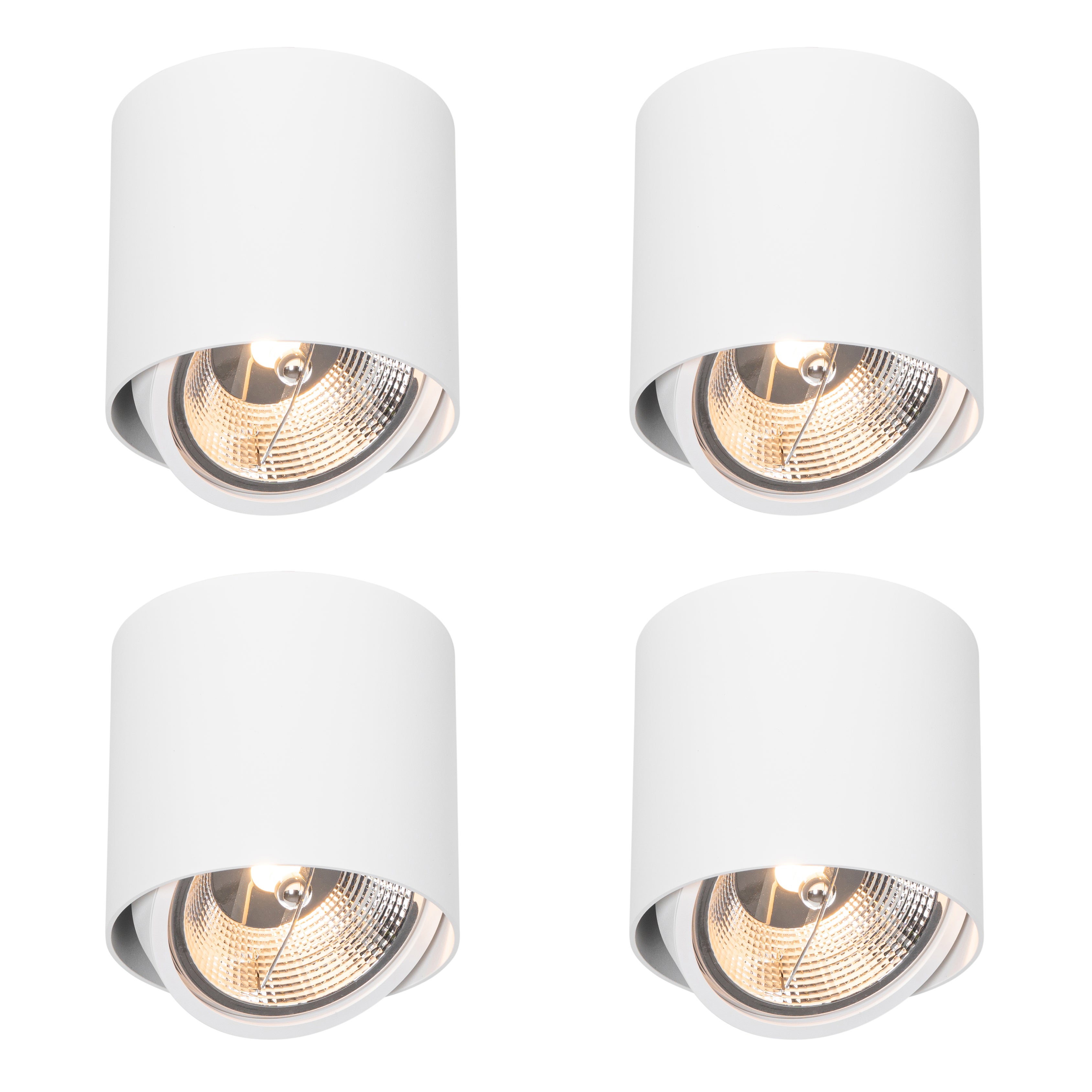 Zestaw 4 natynkowych reflektorów Design biały GU10 111mm - Impact