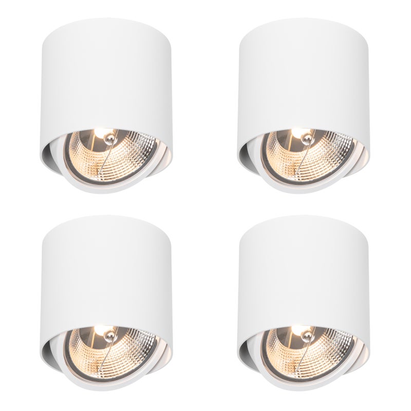 Zestaw 4 natynkowych reflektorów Design biały GU10 111mm - Impact