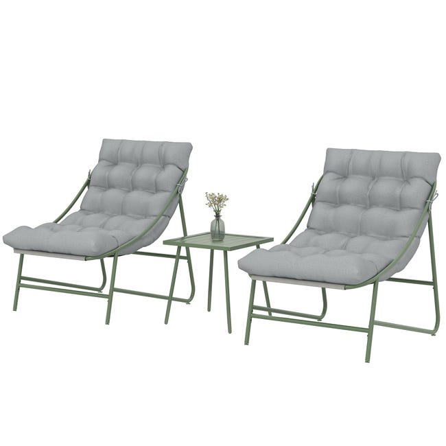 Beliani Salon de jardin bistrot table et 2 chaises en acier noir FIORI Beliani Salon de jardin bistrot table et 2 chaises en acier noir FIORI