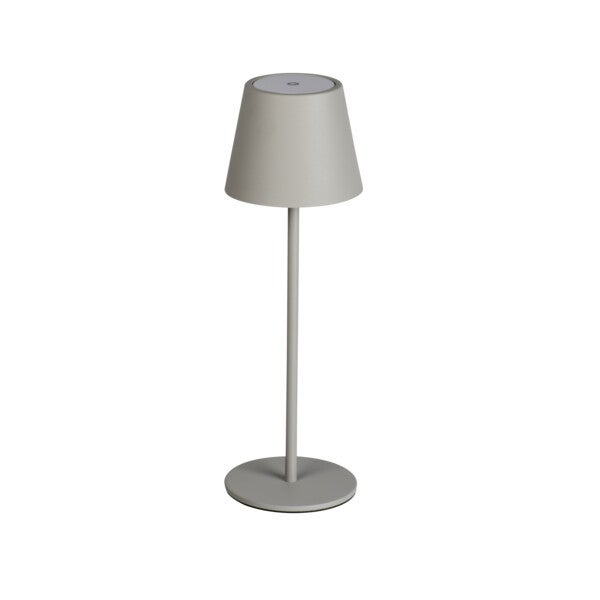 Lampa stołowa bezprzewodowa multifunkcjonalna do salonu na taras szara ściemnialna akumulator USB-C IP54 ciepła barwa LED 1.2W INITA LED Kanlux
