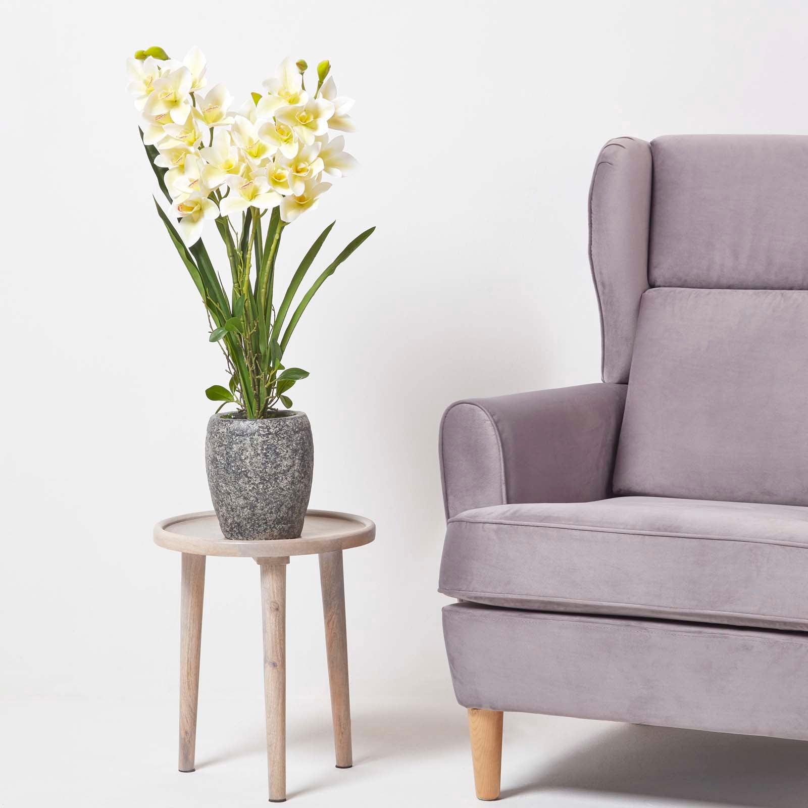 Homescapes Grande Orchidée artificielle jaune en pot foncé en ciment 82 cm - 2