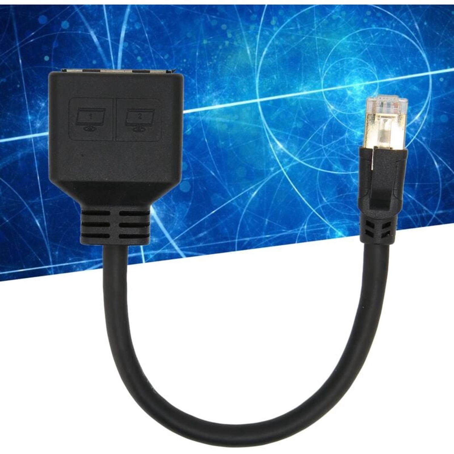 Adaptateur Répartiteur RJ45, Répartiteur D'adaptateur Ethernet 1 à 2 Ports Réseau RJ45, Adaptateur Répartiteur de Câble Réseau CAT8 - 4