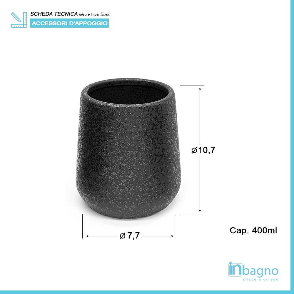 Set de 3 accessoires de salle de bain en céramique noire avec effet pailleté - 3