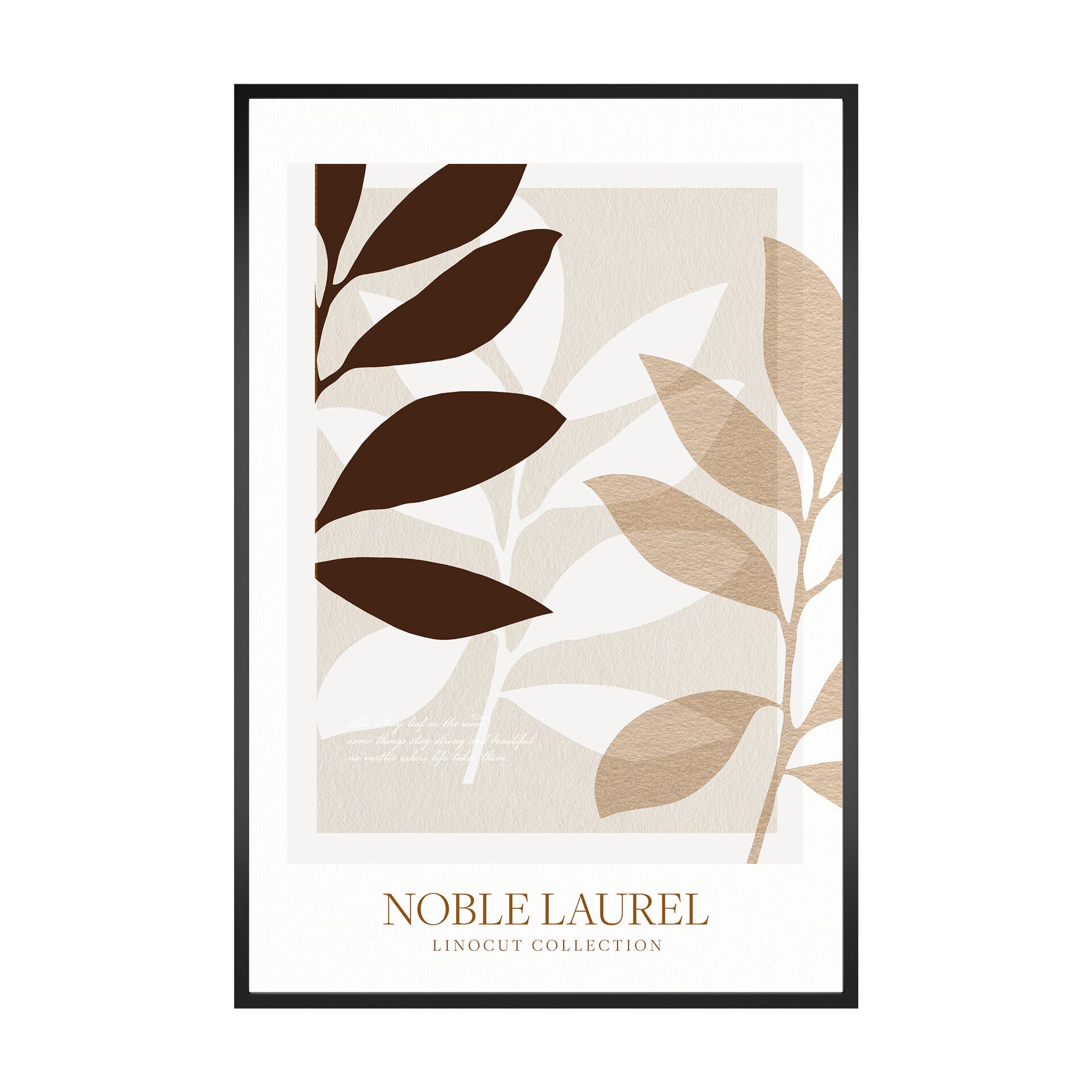 STYLER Poster înrămat Linogravură cu laur 60 x 90 cm, decor modern de perete pentru living, dormitor, hol și birou