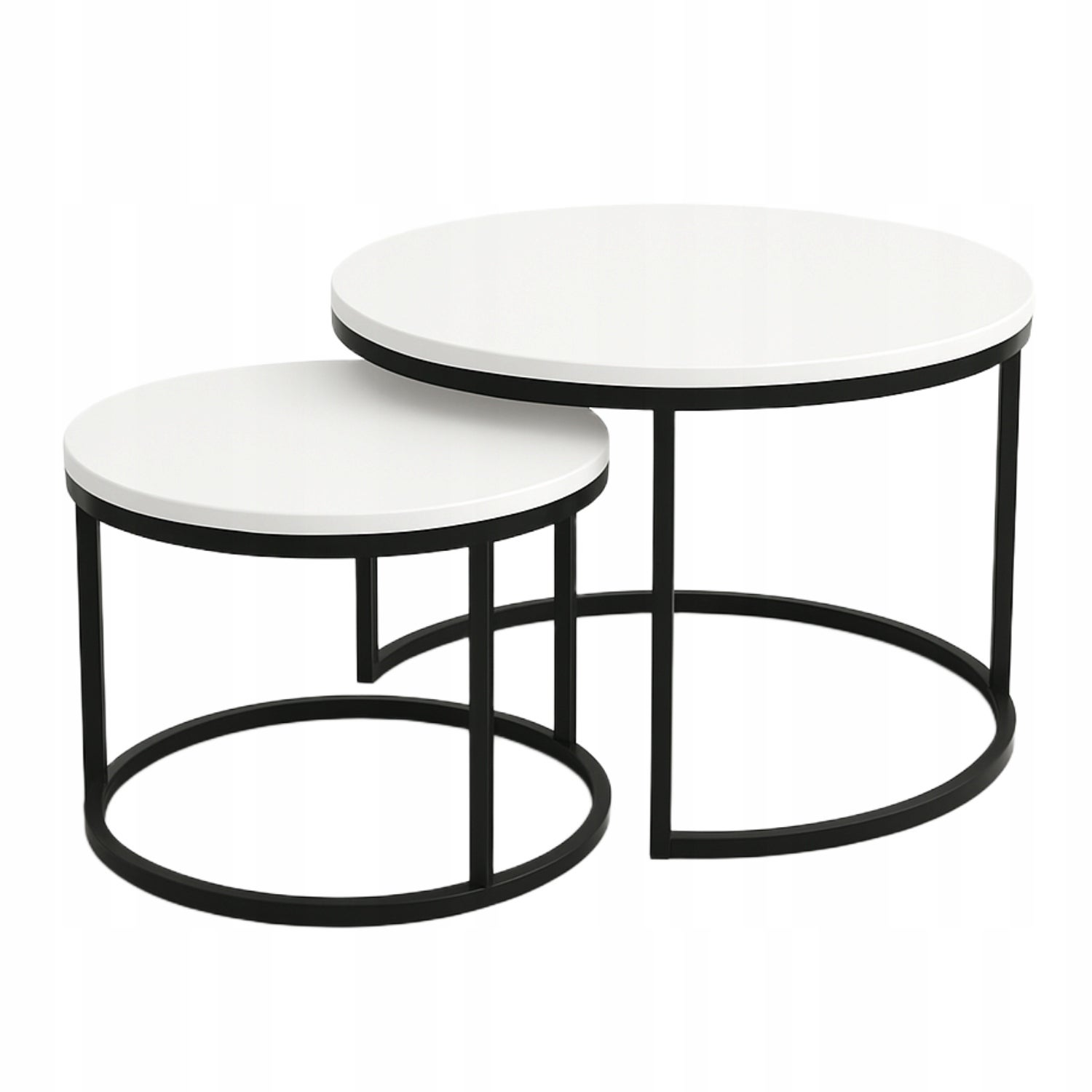 Zestaw 2 Stolików Kawowych Okrągłe LOFTOWE INDUSTRIAL Biały SOFT LOFT SET