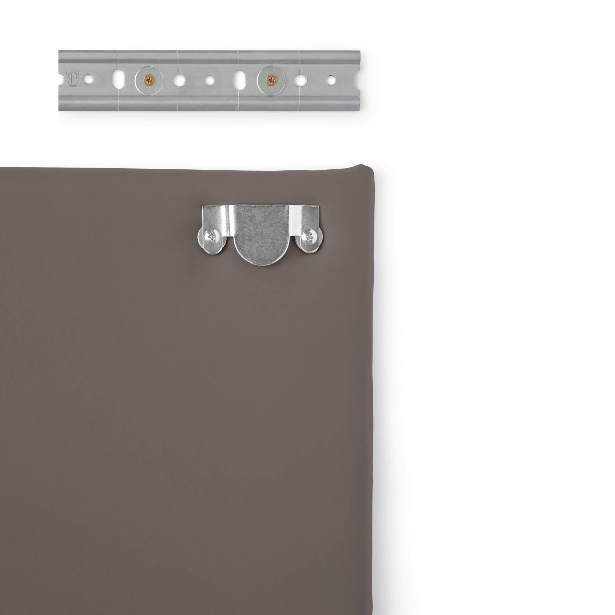 Lit queen size Cleo, tête de lit murale en simili cuir, 100% Made in Italy, convient pour un lit queen size, 130x60 cm, gris tourterelle - 4