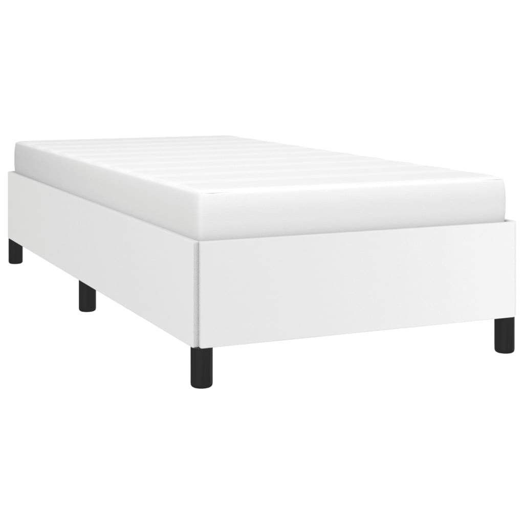Cadre de lit sans matelas, similicuir blanc, pour la chambre, 90 × 190 cm - 3