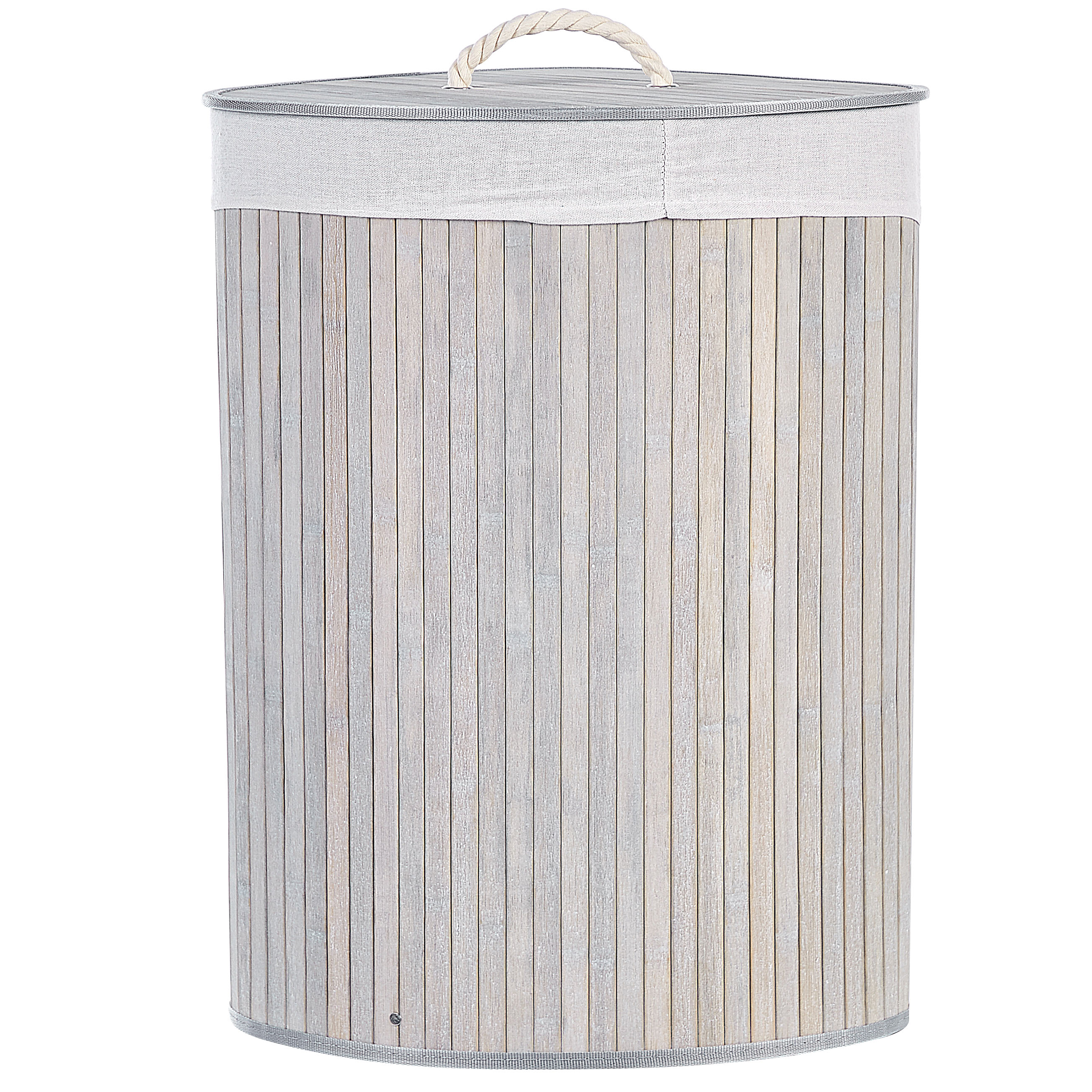 Beliani cesta matara madera de bambú gris claro