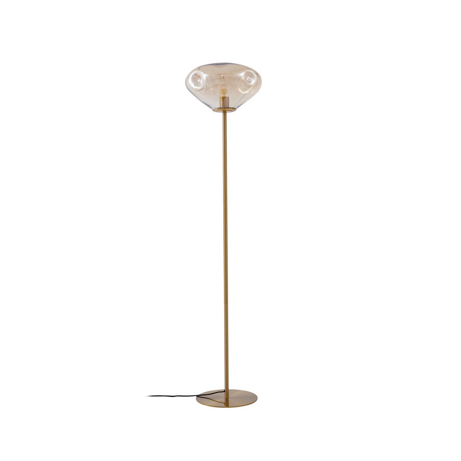 Lampe sur pied Lindby Lelia, ambre, verre, métal, 150 cm, Lampadaire ...