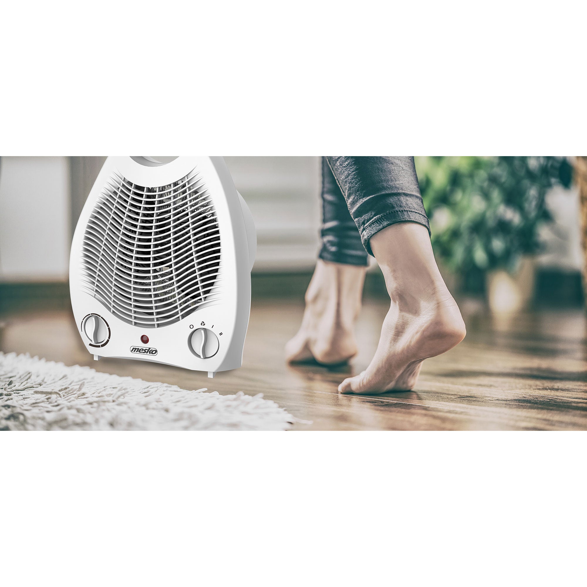 Termoventilatore Portatile Aria Calda / Fredda 2 Livelli di Potenza, Termostato Mesko Bianco 2000 MS7719 - 7