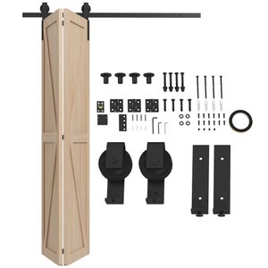 4FT/122cm Porte de Grange Coulissante Kit de Quincaillerie pour Porte de Grange Coulissante pour Double Porte
