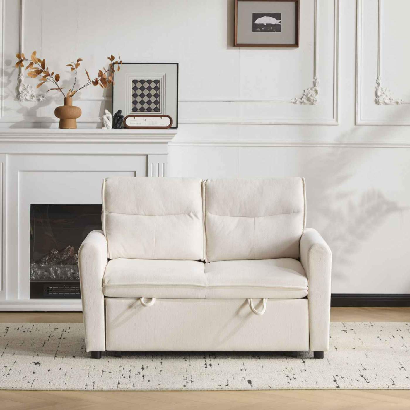 Divano letto posti in velluto a maglia – Schienale regolabile in