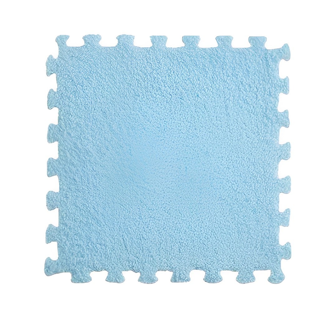 Set 10 Piese Covor tip Puzzle, Flippy, Spuma EVA, Pufos, 30 x 30 x 1 cm, Baby Blue 10buc