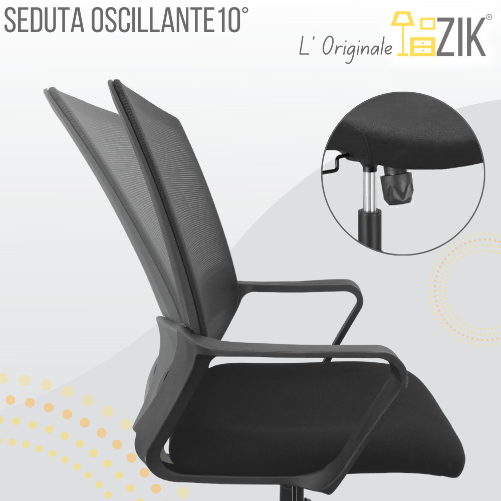 Chaise de Bureau Ergonomique Support Lombaire, Ajustable et Respirant, Noir - ZIK - 4