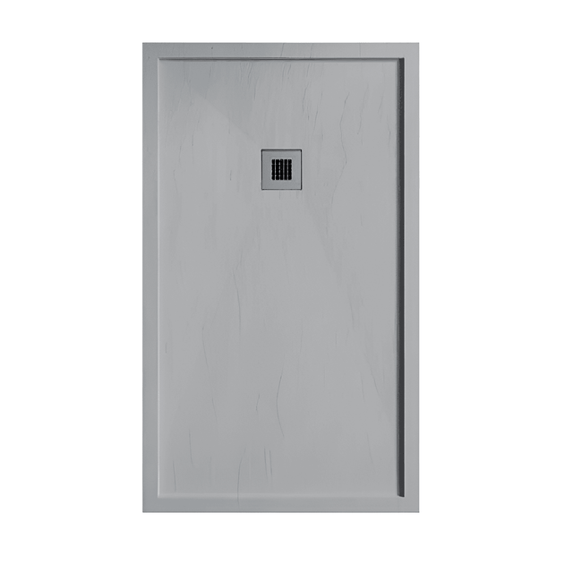 Receveur de douche 90 x 90 cm extra plat gris en résine minérale SARIN Couleur du receveur