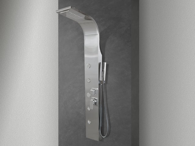 NALA - Colonne de douche hydromassage avec quatre fonctions en acier brossé