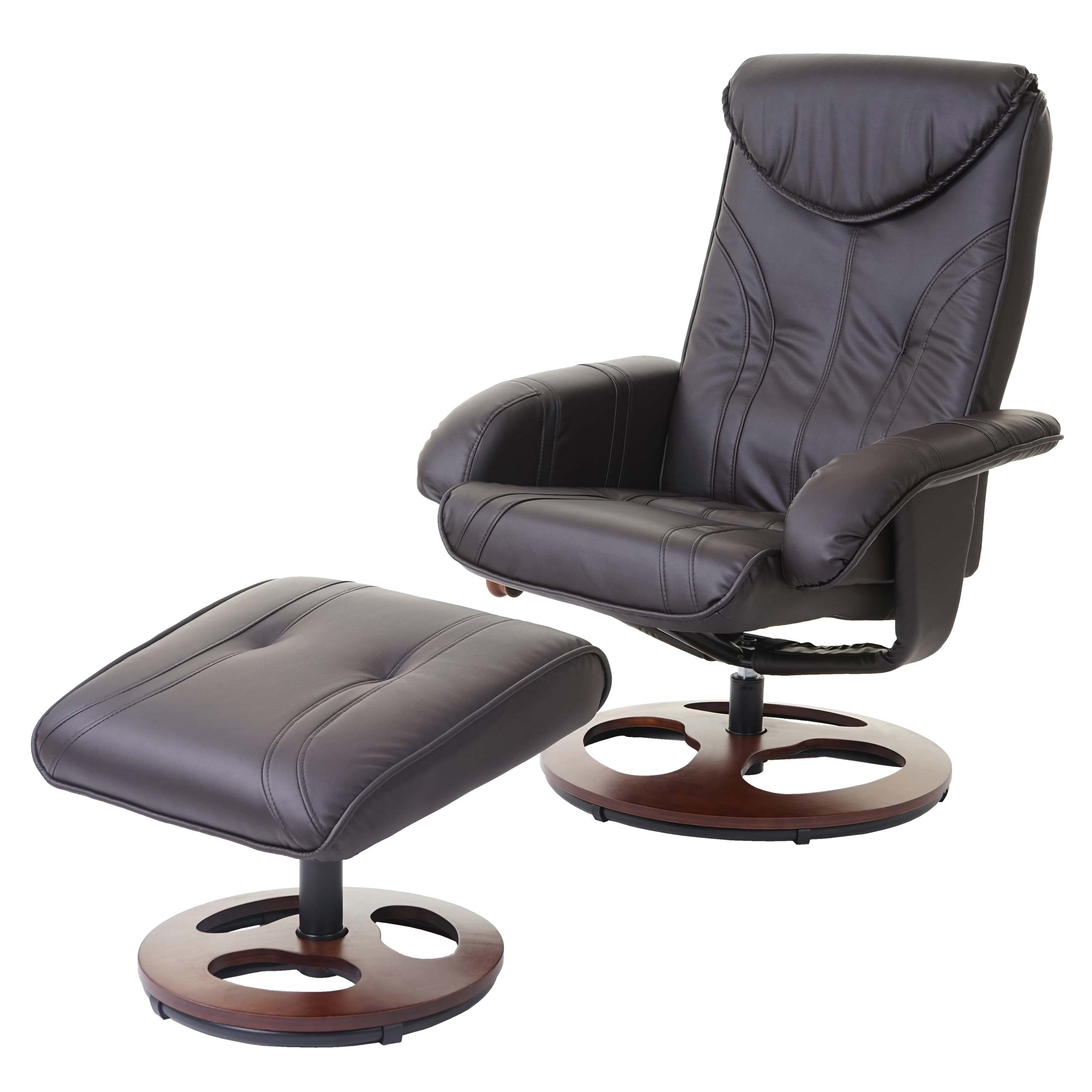 Sillón relax tv reclinable giratorio con reposapiés sintético marrón 04_0001950