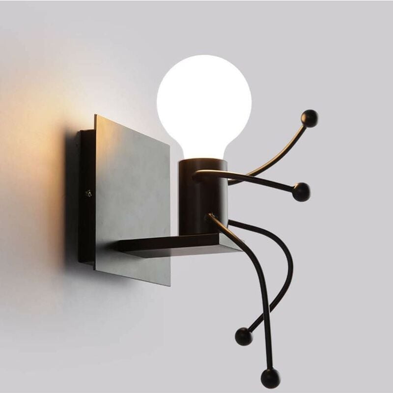 Kinkiet, E27 Kreatywne kinkiety Mały żelazny człowiek Lampa Kinkiet Nowoczesny, bez żarówki