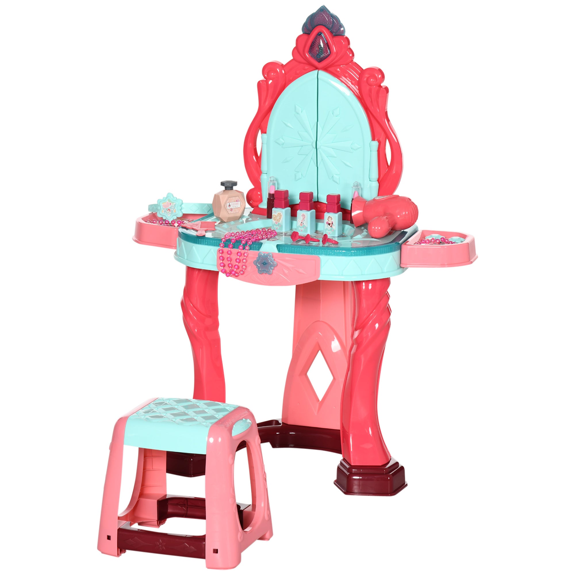 Set Toeletta Per Bambine AIYAPLAY Con Specchio LED 2 Luci, Armadietto, Cassetto E Sgabello – Dai 3 Agli 8 Anni - 3