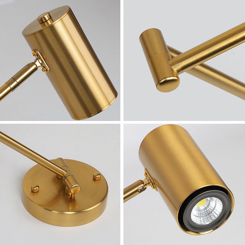 Rozkładana, składana lampa ścienna z pojedynczym ramieniem do hotelu, sypialni, studia i biura, kolor złoty, ciepłe światło - 3