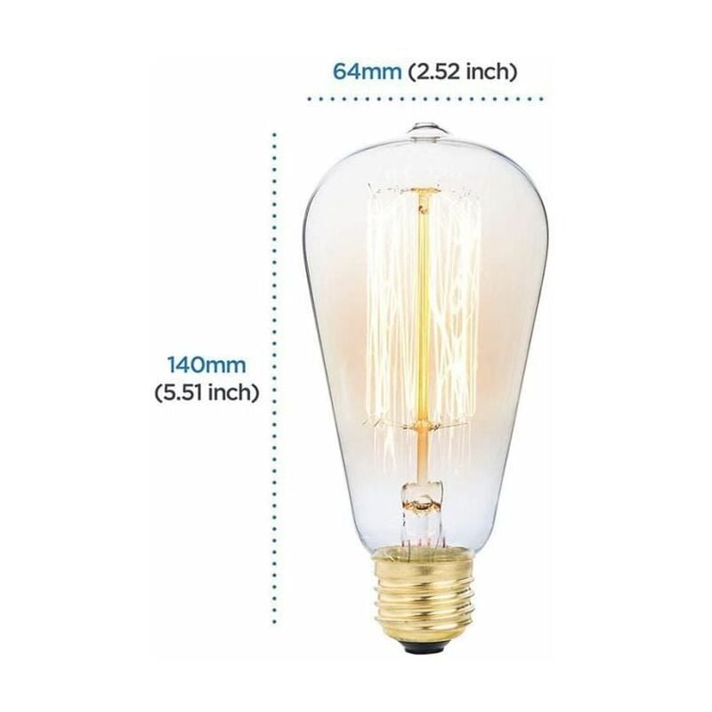 Ampoule Edison Incandescent 60W - Lot de 6, Ampoule Retro E27, 220V, Style Vintage pour Décoration - 2