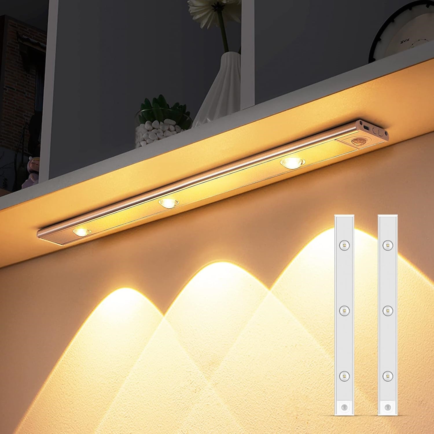 Lampe LED Détecteur Mouvement 3 Pack - Rechargeable USB-C 2000mAh - 3 Modes - Aimantée - Pour Cuisine, Placard, Escalier