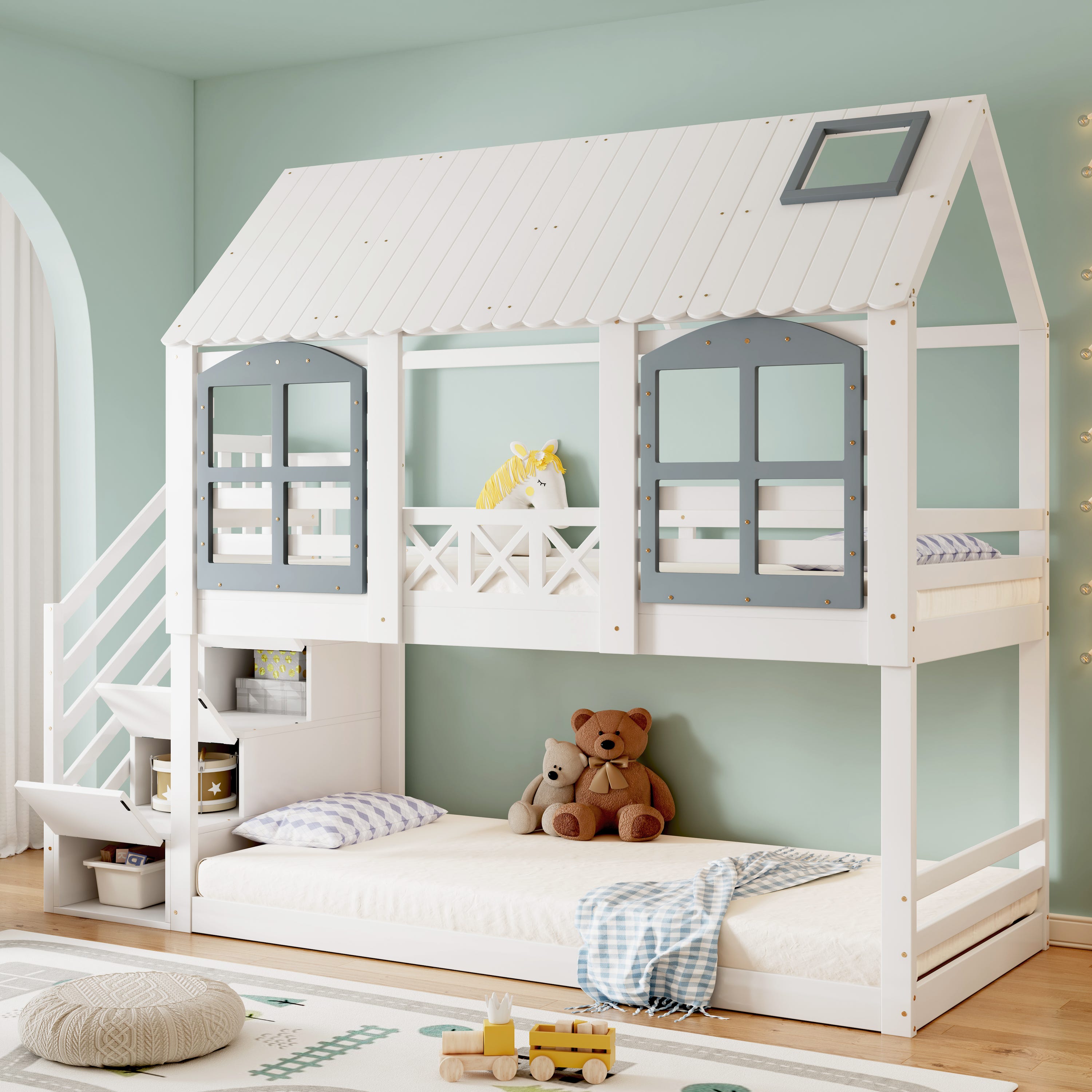 Lit tipi enfant 70x140 cm sommier et barrière inclus bois de pin blanc White | Maisons du Monde Lit tipi enfant 70x140 cm sommier et barrière inclus bois de pin blanc White | Maisons du Monde