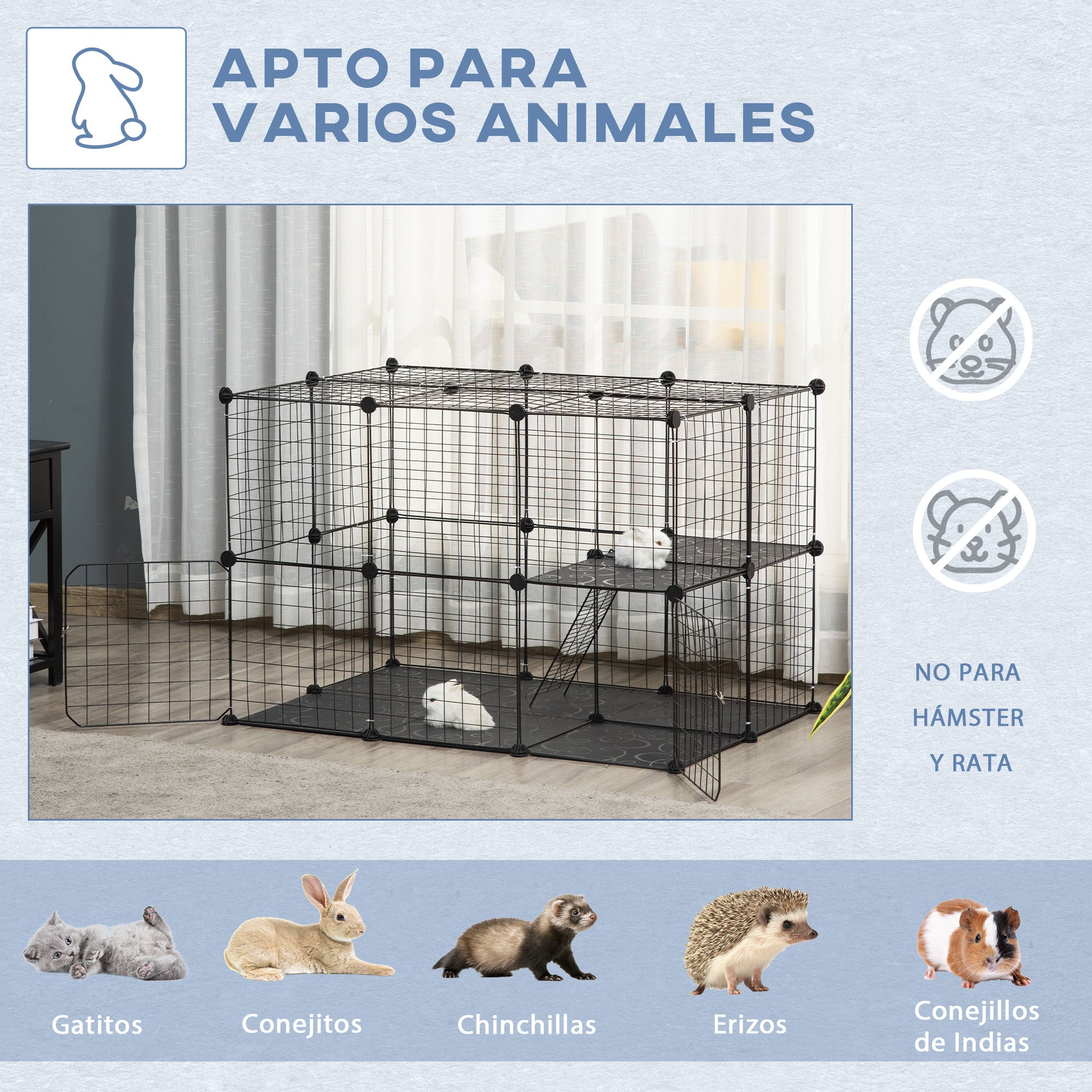 Recinto para Animais de Estimação PawHut Metal e PP 70x70x105 cm - 7