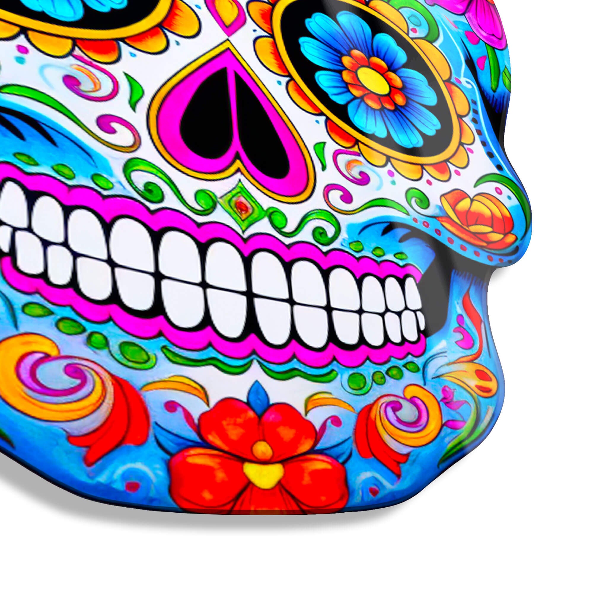 ADM - 'Crâne mexicain' - Tableau imprimé sur panneau moulé en méthacrylate brillant rétrosimprimé - Multicolore - H50 cm - 3