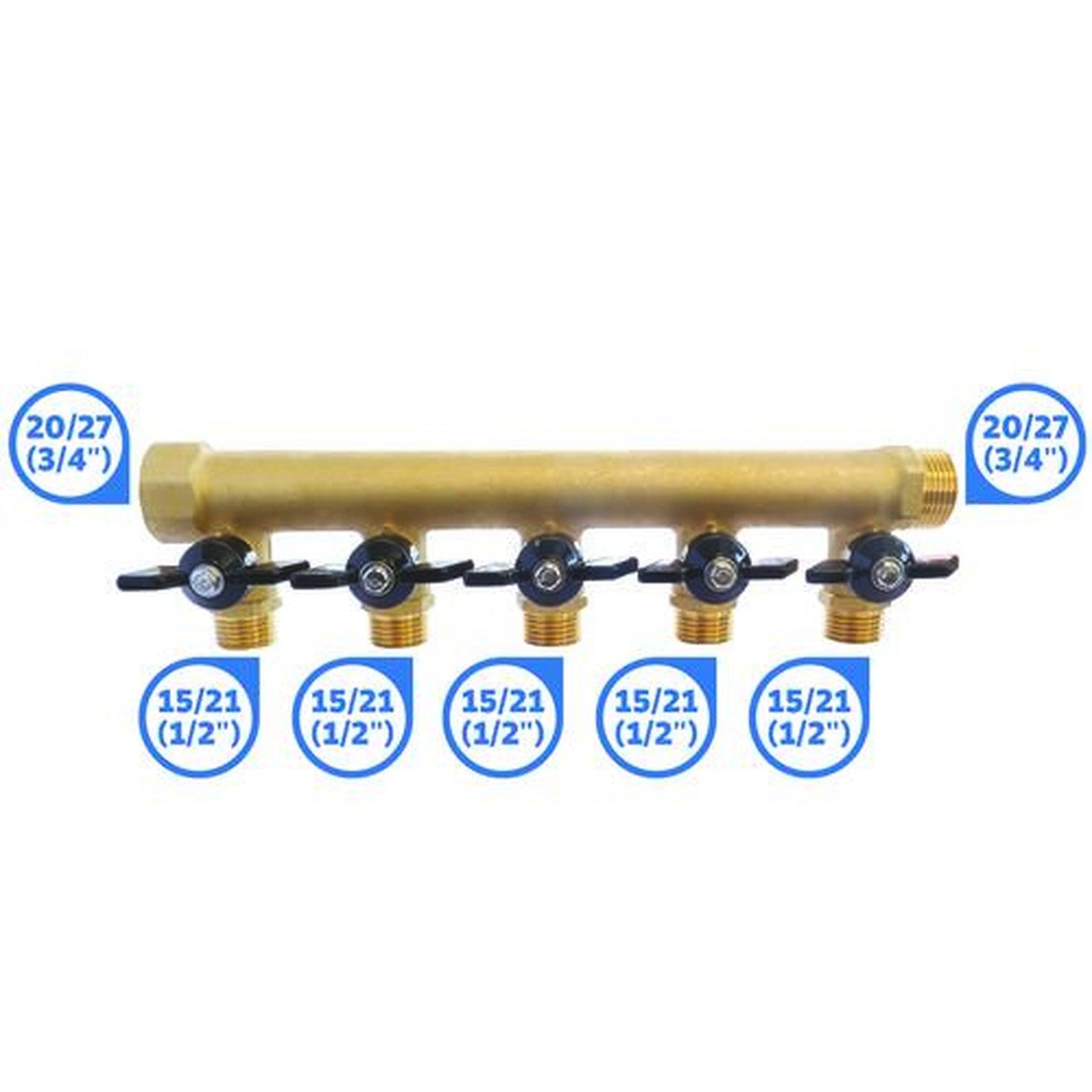 Collecteur sanitaire mini vanne 20/27 - 5 sorties - 3