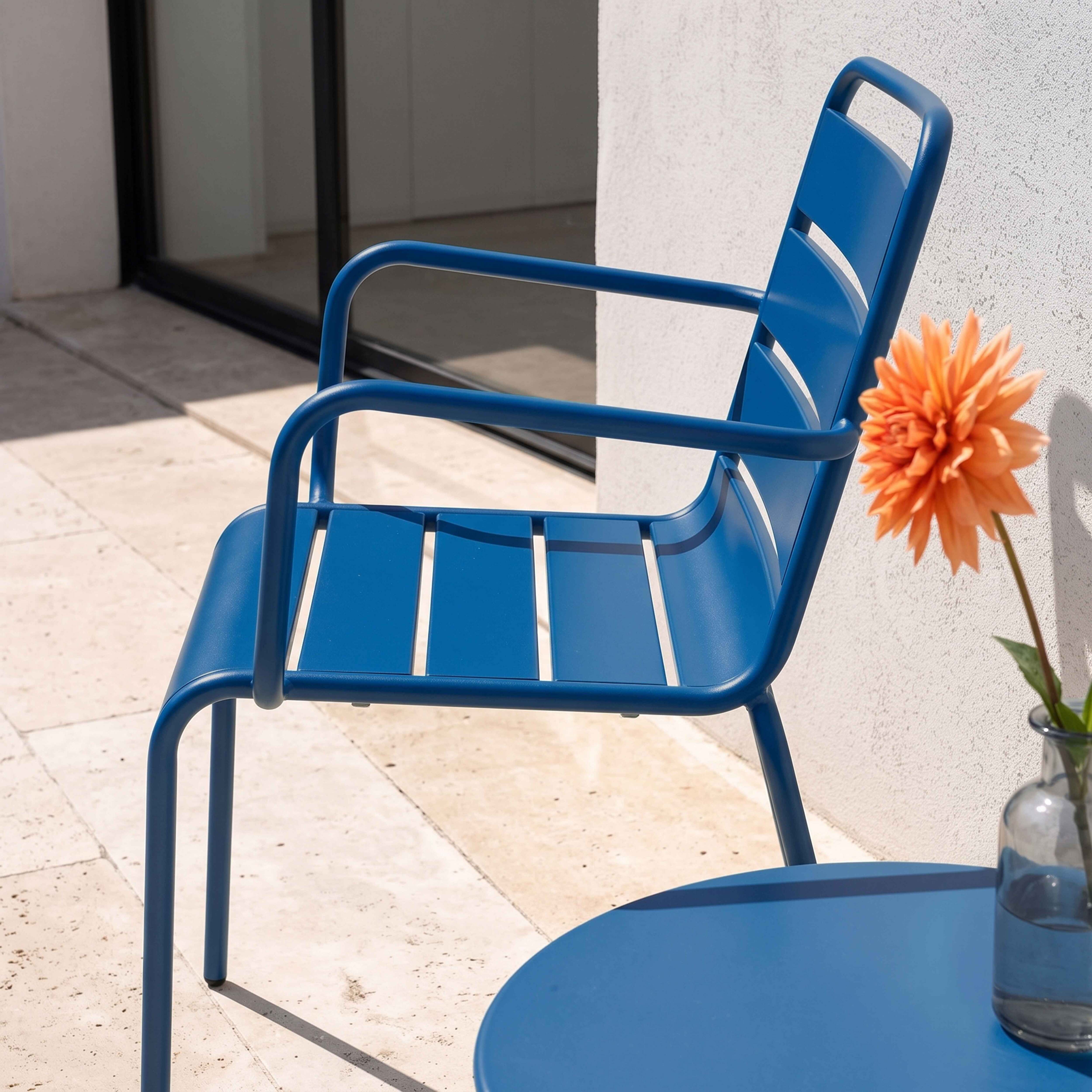 Fauteuil de jardin en métal bleu pacific , Palavas - Oviala - 3