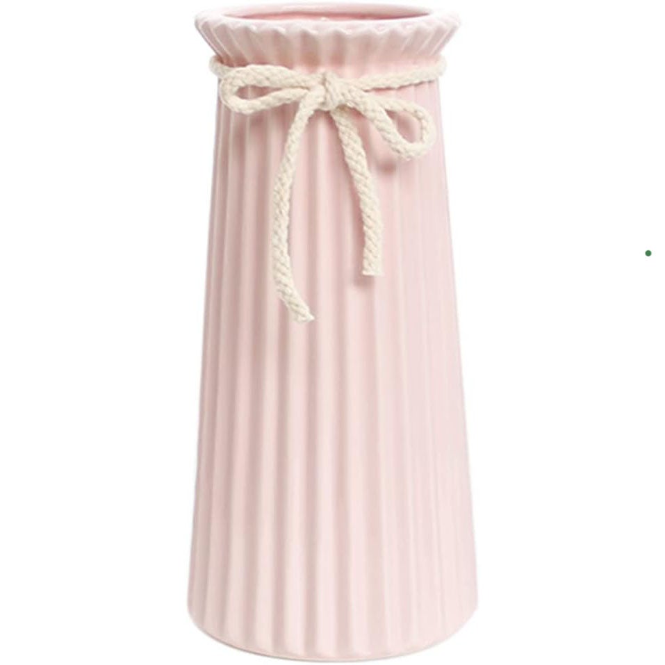 Różowy ceramiczny wazon stożkowy, wysokość 19 cm, prosty europejski wazon hydroponiczny, nowoczesny wysoki dekoracyjny wazon na środek stołu