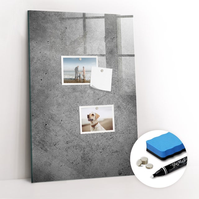 Lavagna Magnetica Murale, Tulup - 40x60 cm - Cemento, 5 magneti, spugna, pennarello bianco