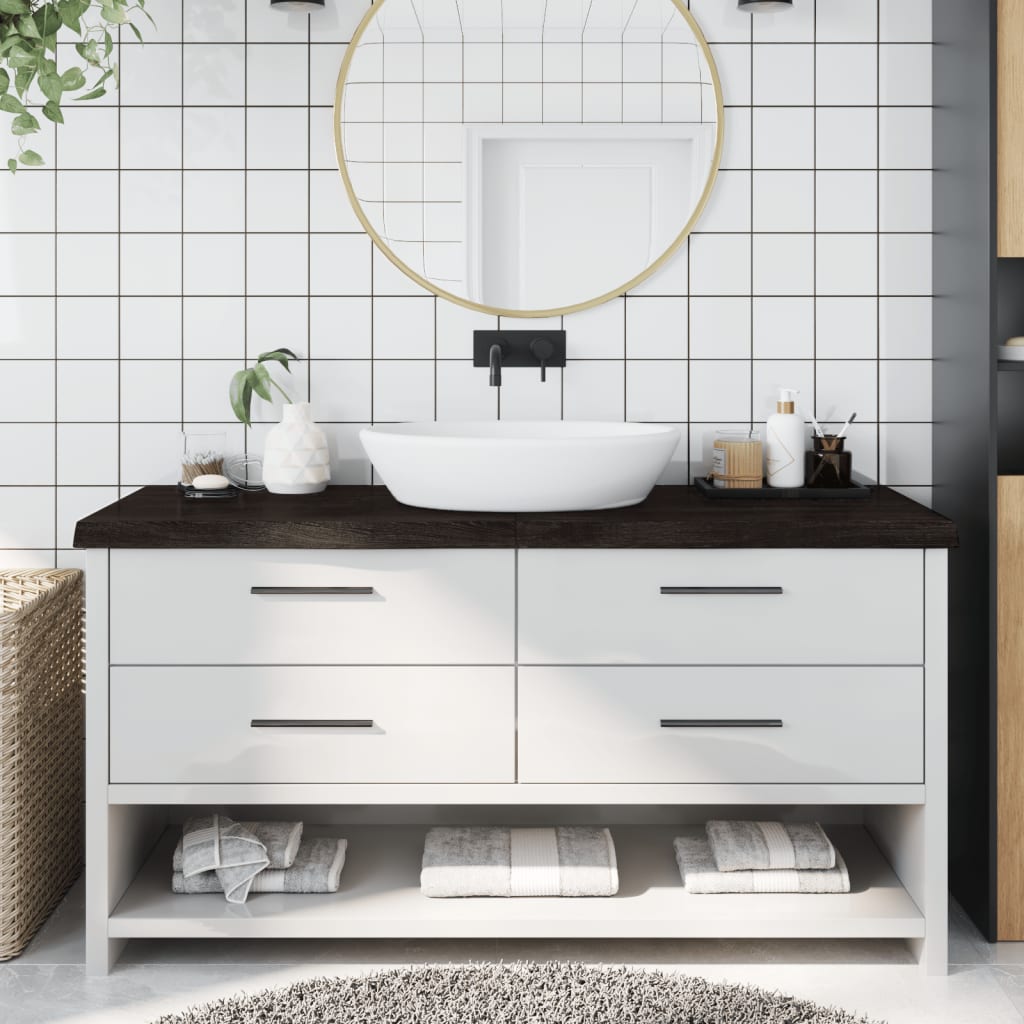 Comptoir de salle de bain marron 160x50x(2-6) cm bois traité - Comptoir Comptoir de salle de bain marron 160x50x(2-6) cm bois traité - Comptoir