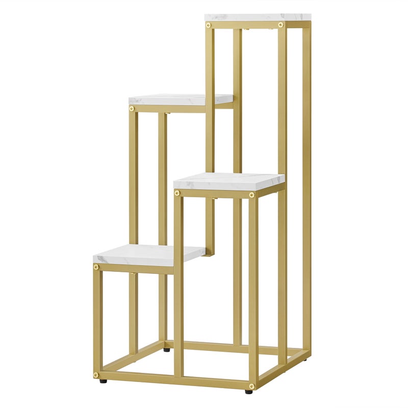 Regał kwietnik 4 półki, - marmur / nogi złote